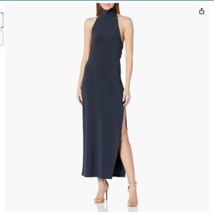 NWOT Norma Kamali Women's Halter Turtle Side Slit Gown